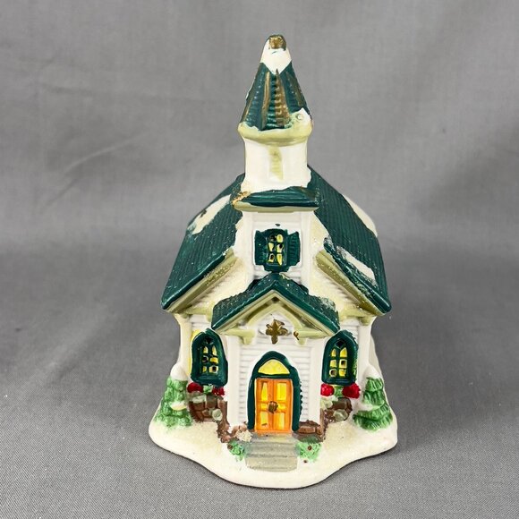 Cobblestone Corners Community Church Ceramic Christmas Village Holiday Decor Y2K - Picture 3 of 15